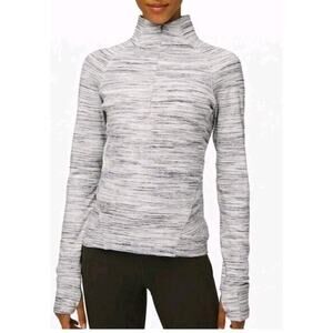 Lululemon Outrun the Elements 1/2 Zip Pullover Sz 4 White Silver